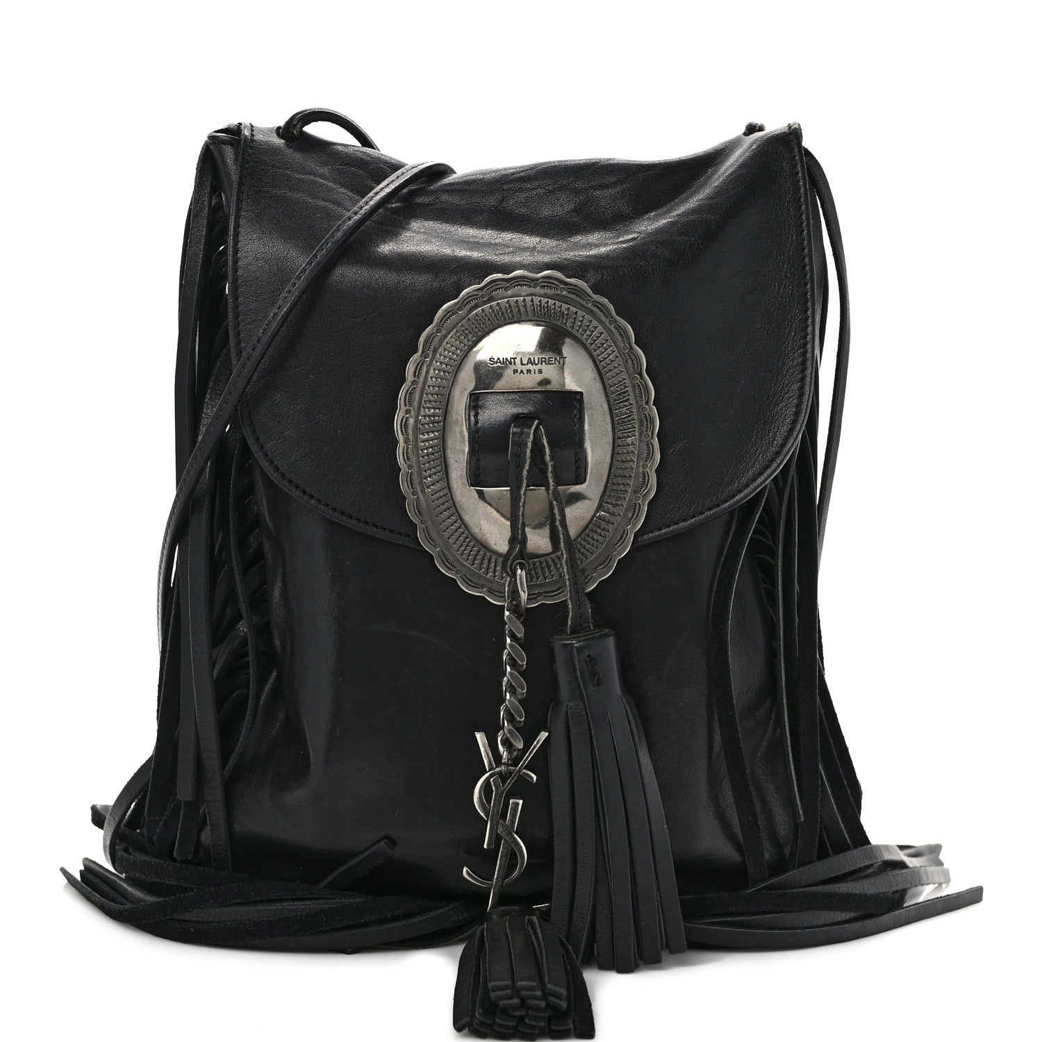 Saint Laurent Lambskin Anita Tassed Crossbody Bag Black 1 of 10