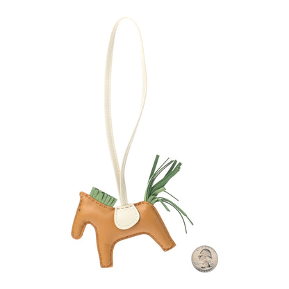 Hermes Milo Lambskin Grigri Rodeo Horse Bag Charm PM Sesame Vert Criquet Craie 2 of 3