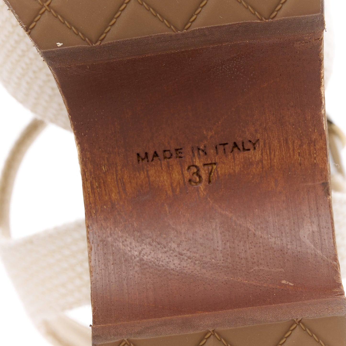 Fabric Patent Calfskin Platform Wedge Sandals 37 Ivory White