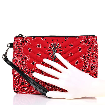 Saint Laurent Canvas Bandana Chevron Monogram A5 Wristlet Red 2 of 8