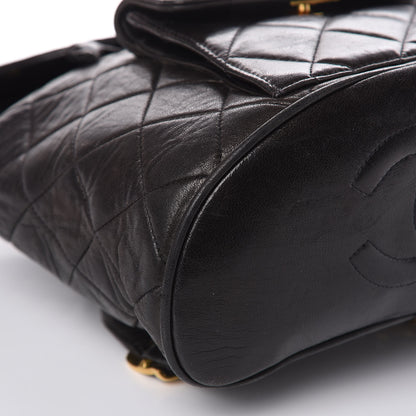 Chanel Lambskin Quilted Drawstring Backpack Black 9 of 18