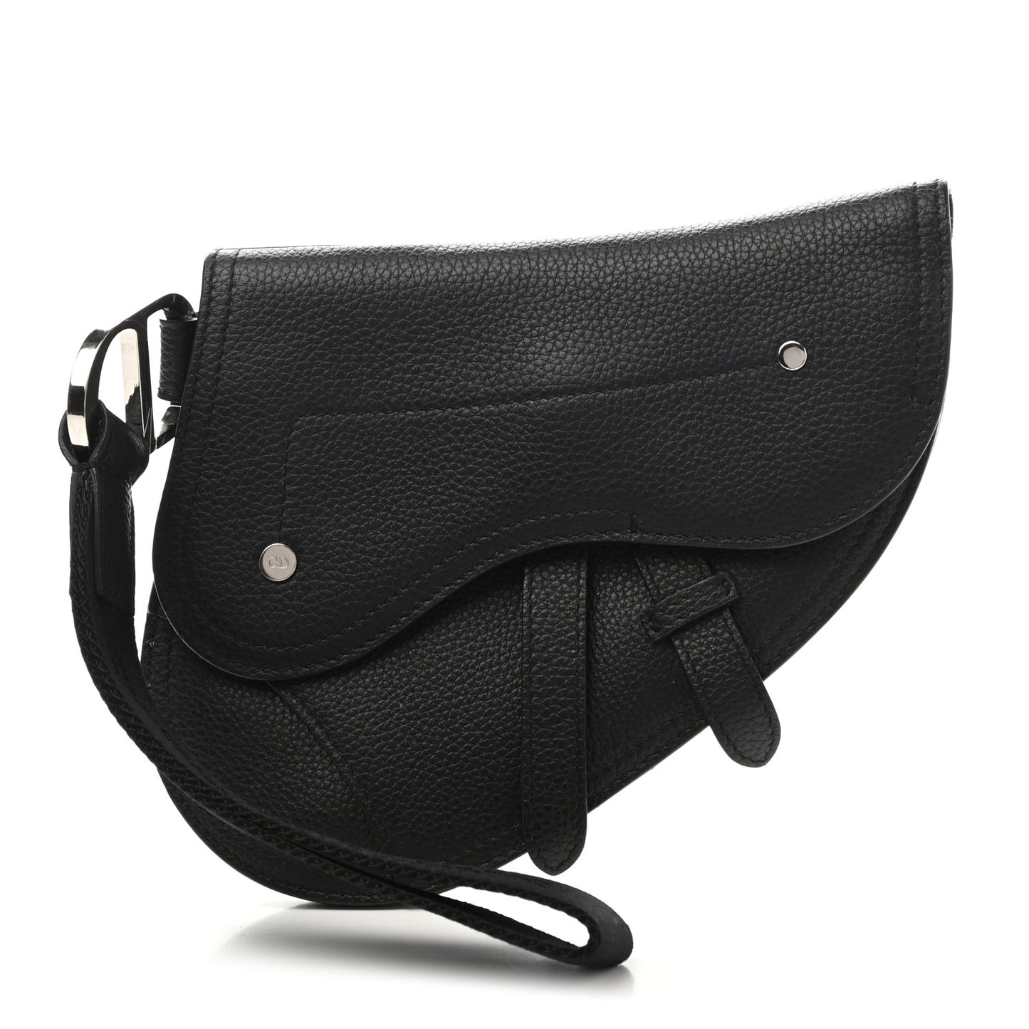X KAWS Grained Calfskin Saddle Wristlet Black