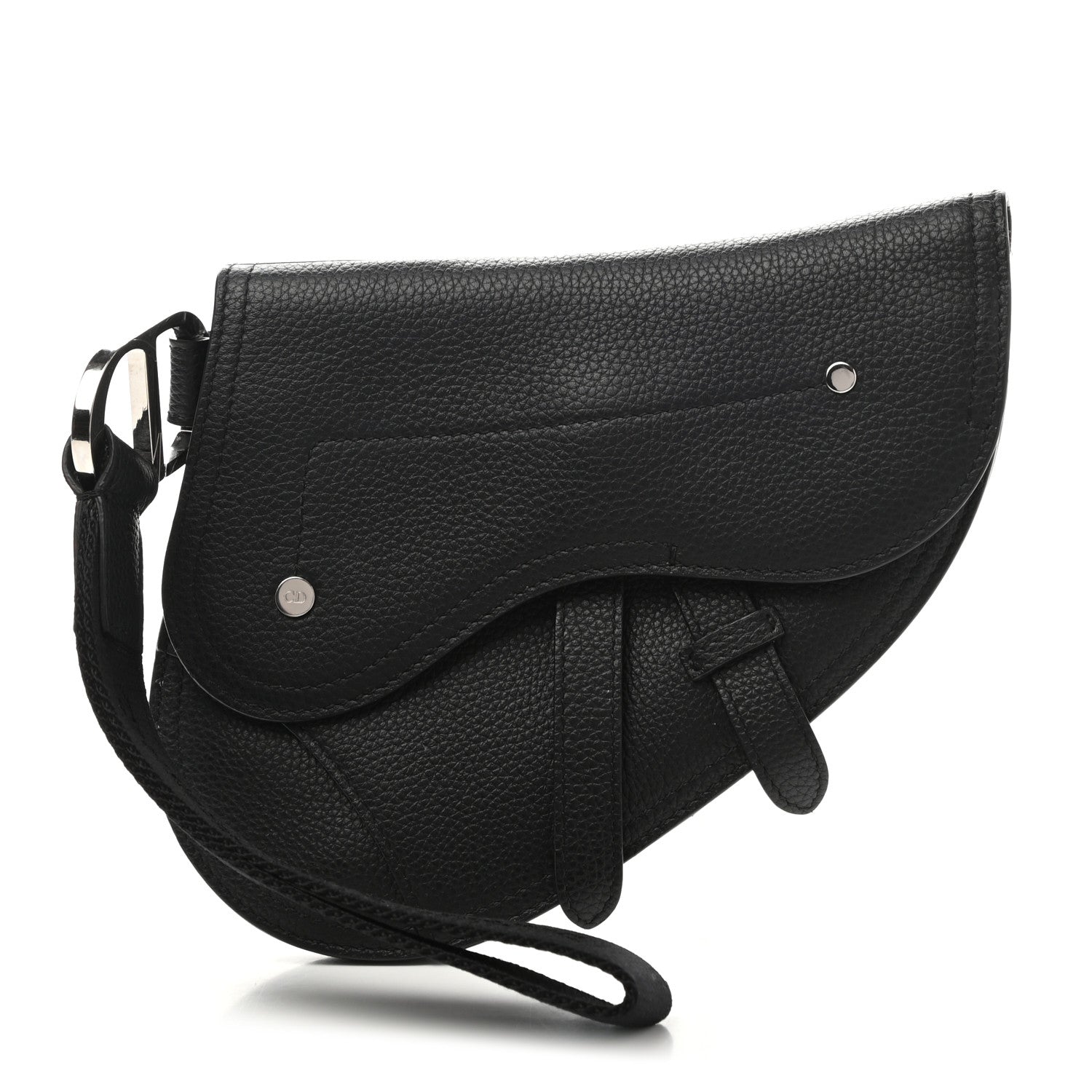 Christian Dior X KAWS Grained Calfskin Saddle Wristlet Black 1 of 6