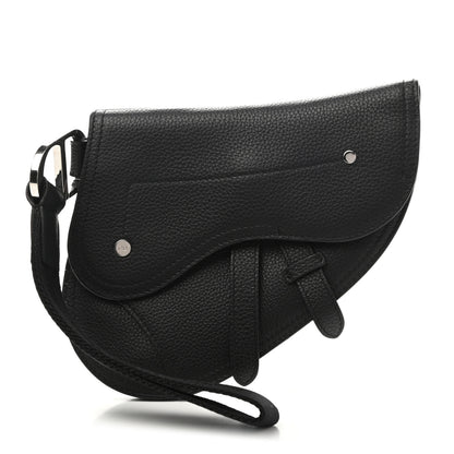 Christian Dior X KAWS Grained Calfskin Saddle Wristlet Black 1 of 6
