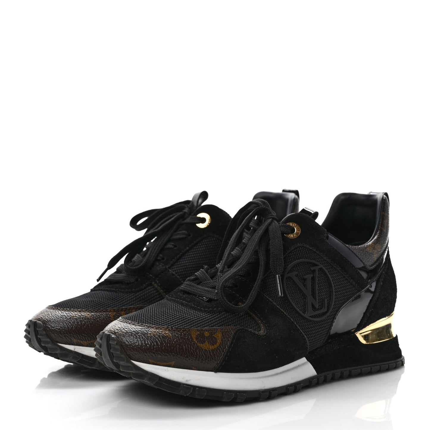 Suede Monogram Run Away Sneakers 37.5 Black