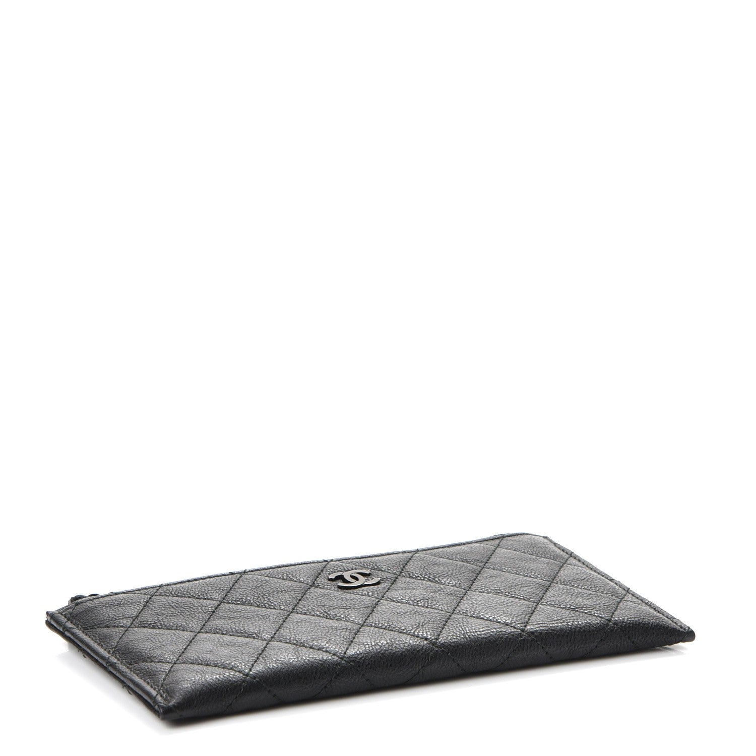 Chanel Crinkled Calfskin Quilted Classic Zip Pouch So Black 4 of 7