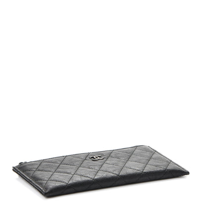 Chanel Crinkled Calfskin Quilted Classic Zip Pouch So Black 4 of 7
