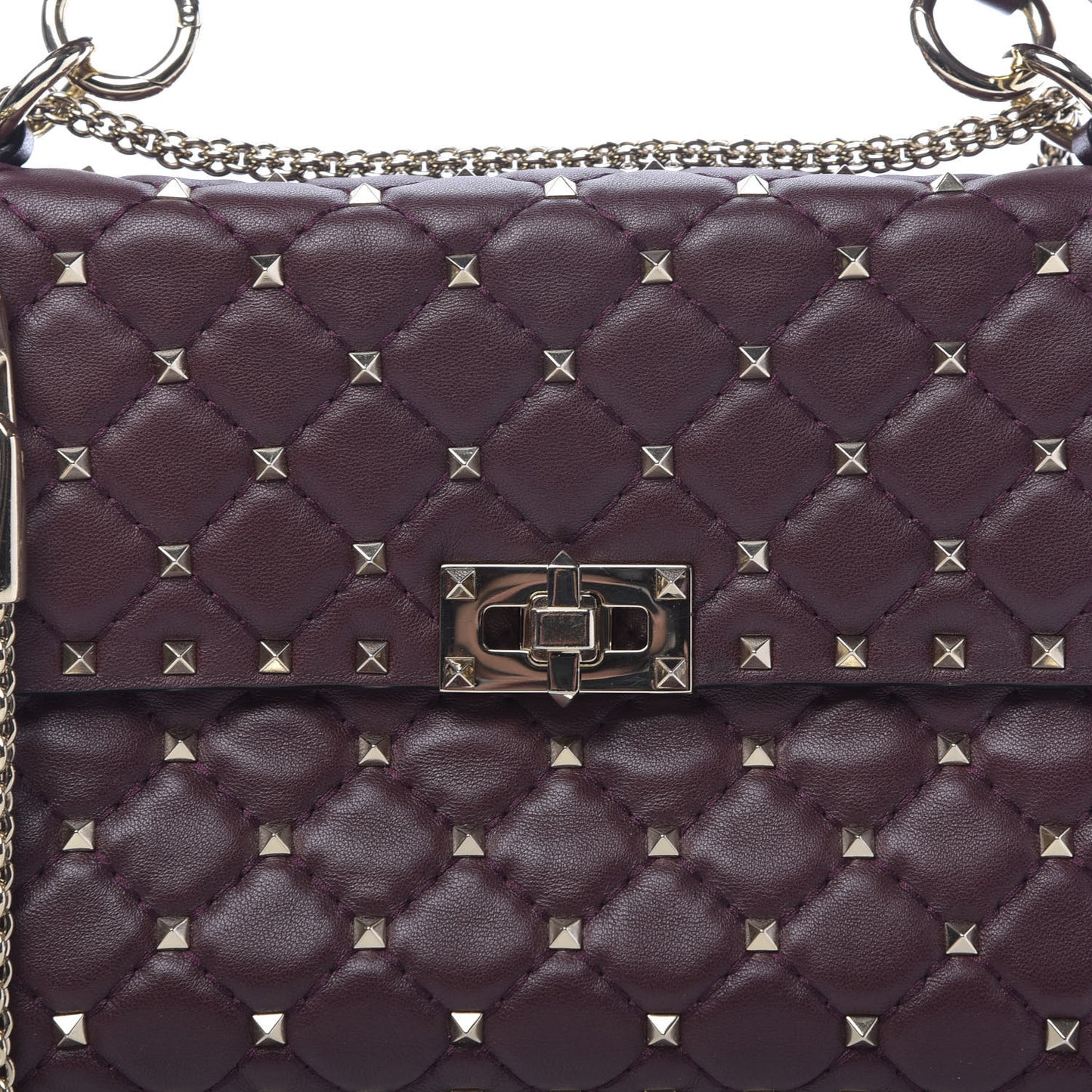 Nappa Medium Rockstud Spike Shoulder Bag Rubin