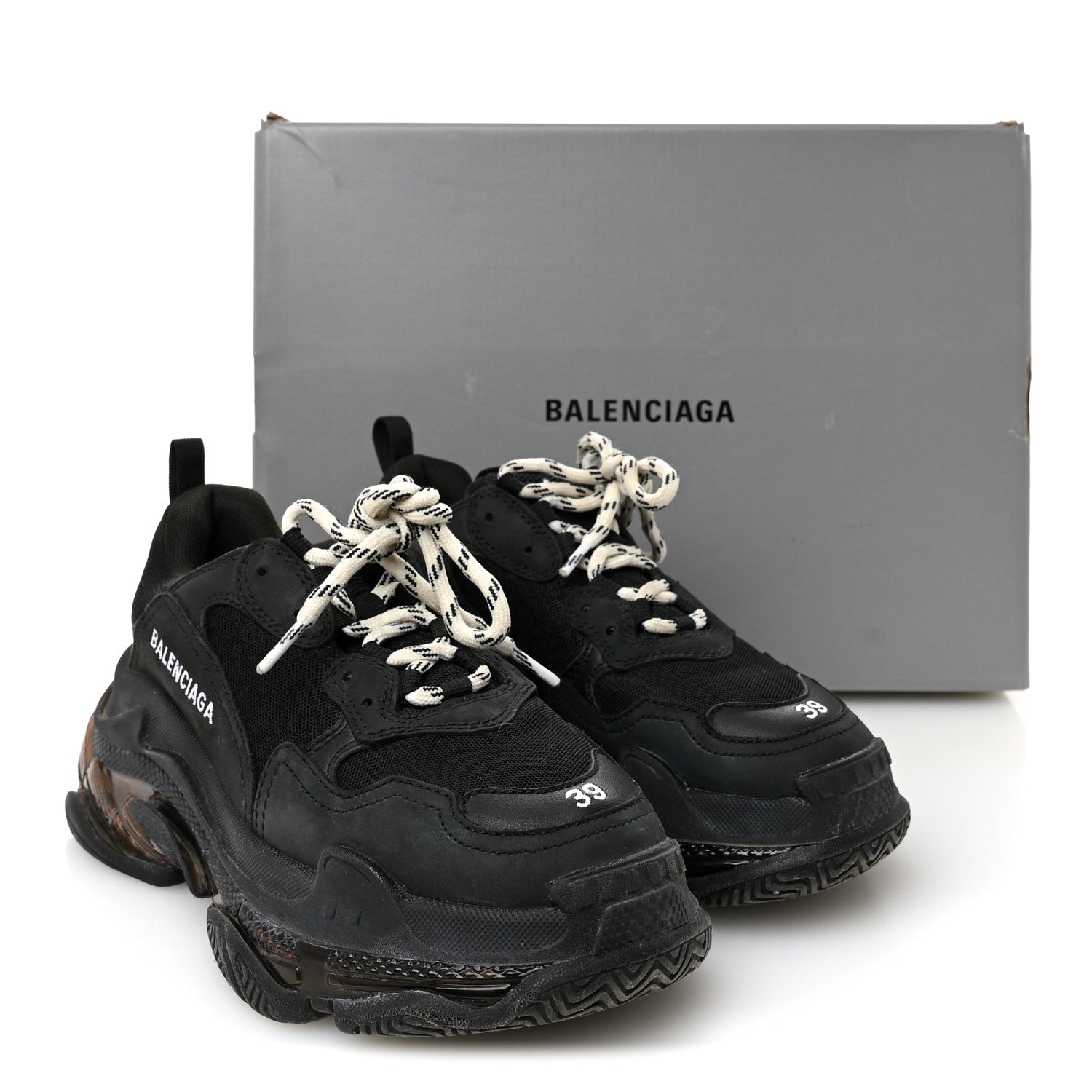 Balenciaga Fabric Mesh Womens Triple S Sneakers 39 Black 20 of 20