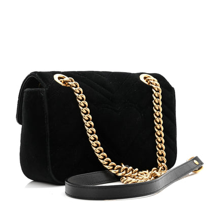 Gucci Velvet Matelasse Mini GG Marmont Shoulder Bag Black 3 of 10