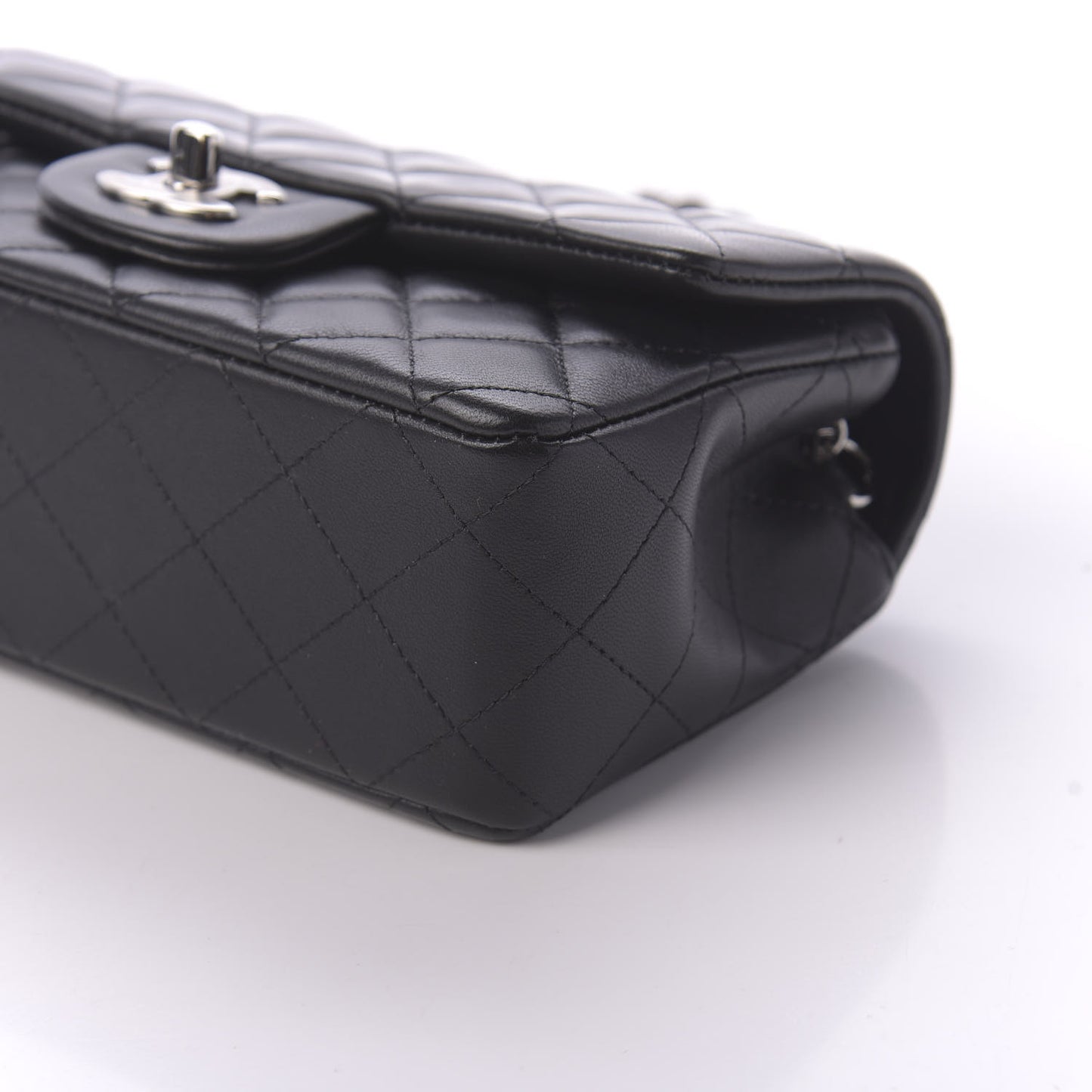 Lambskin Quilted Mini Rectangular Flap Black