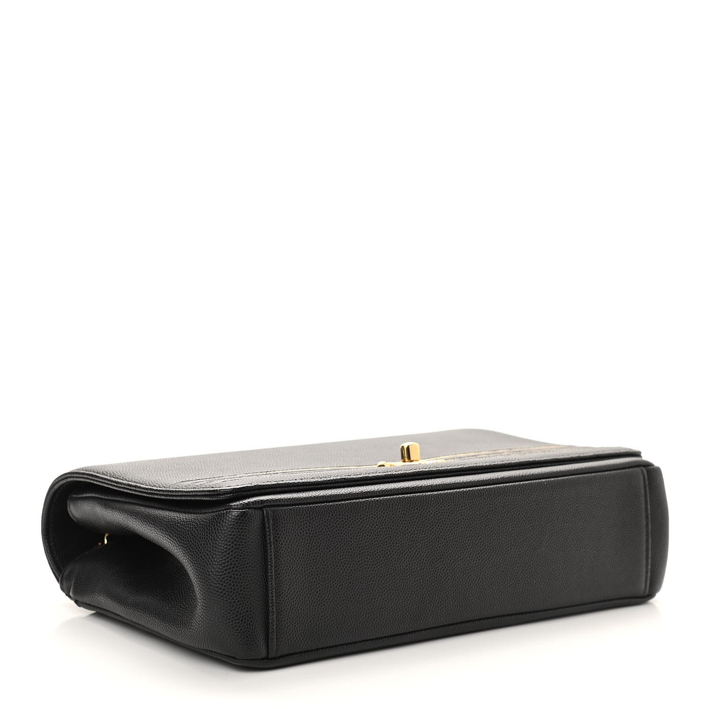 Grained Calfskin Embroidered Captain Gold Flap Bag Black