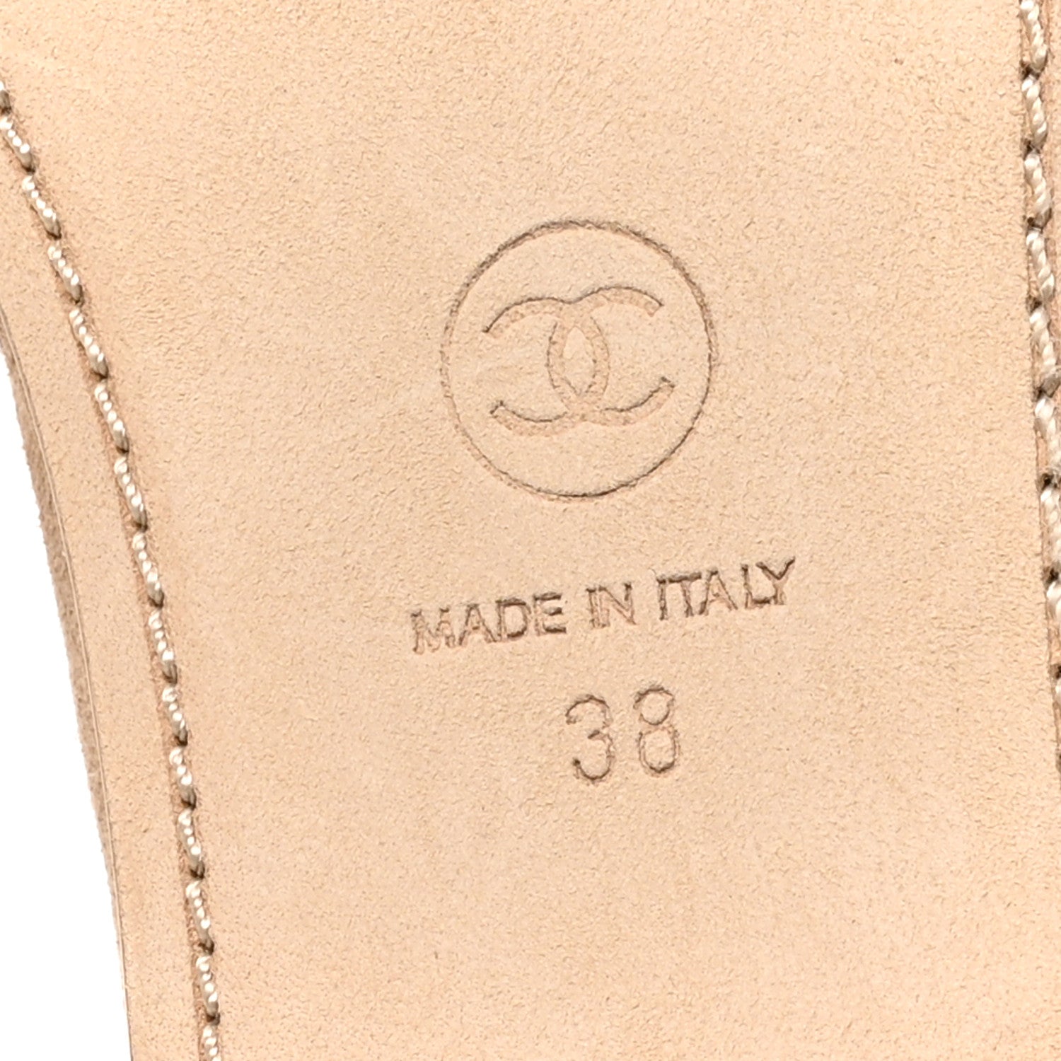 Chanel Suede Kidskin Grosgrain Mary Jane Flats 38 Beige Black 7 of 9