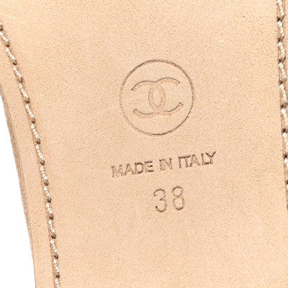 Chanel Suede Kidskin Grosgrain Mary Jane Flats 38 Beige Black 7 of 9