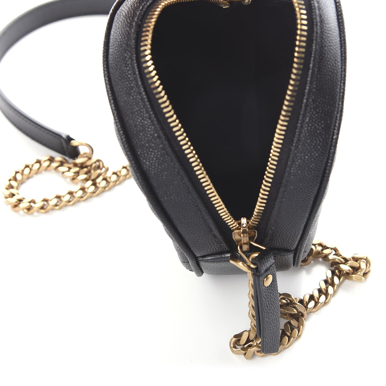 Saint Laurent Grain De Poudre Matelasse Chevron Quilted Round Vinyle Camera Bag Black 4 of 7