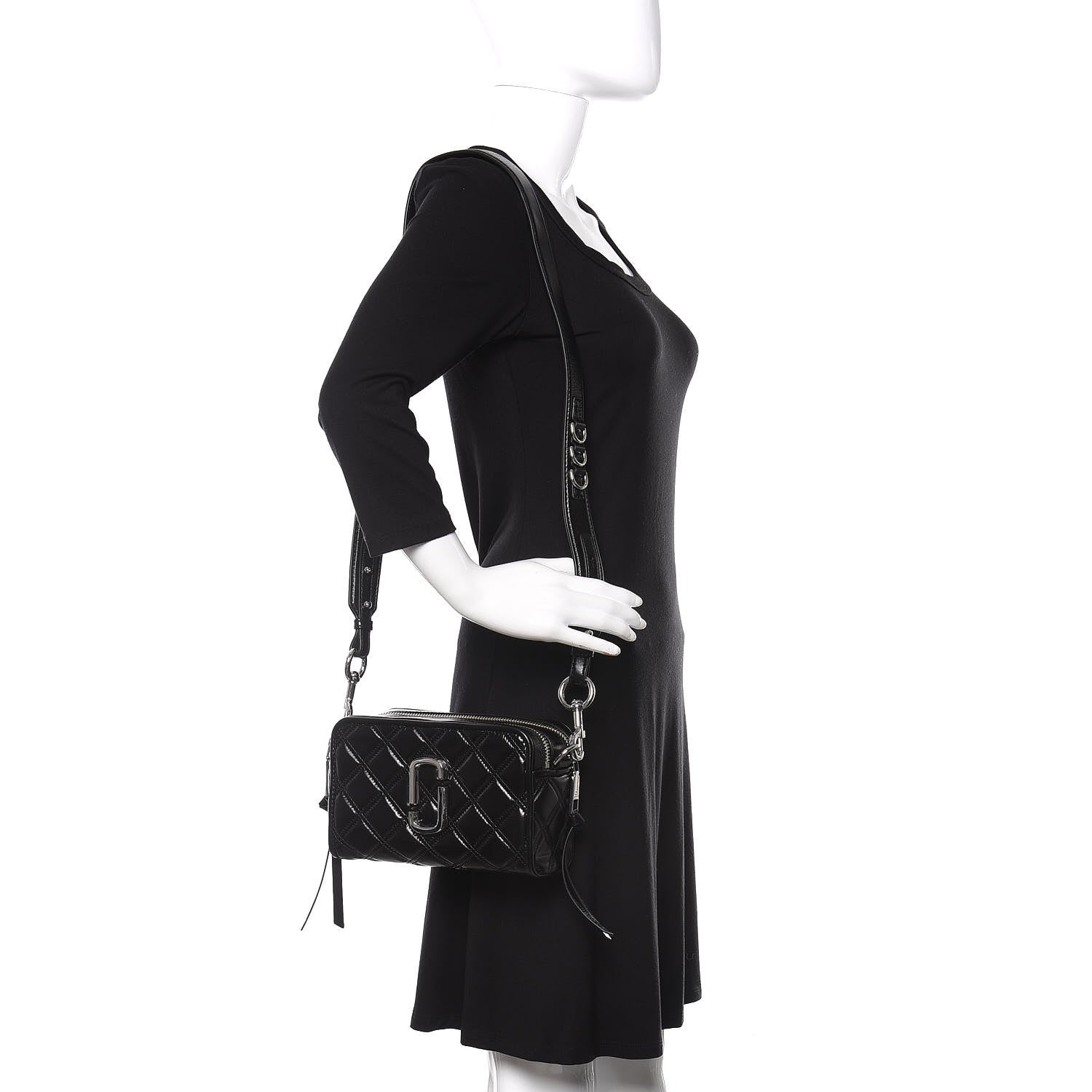 Marc Jacobs Natural Grain Calfskin Quilted The Softshot 21 Bag Black 2 of 13