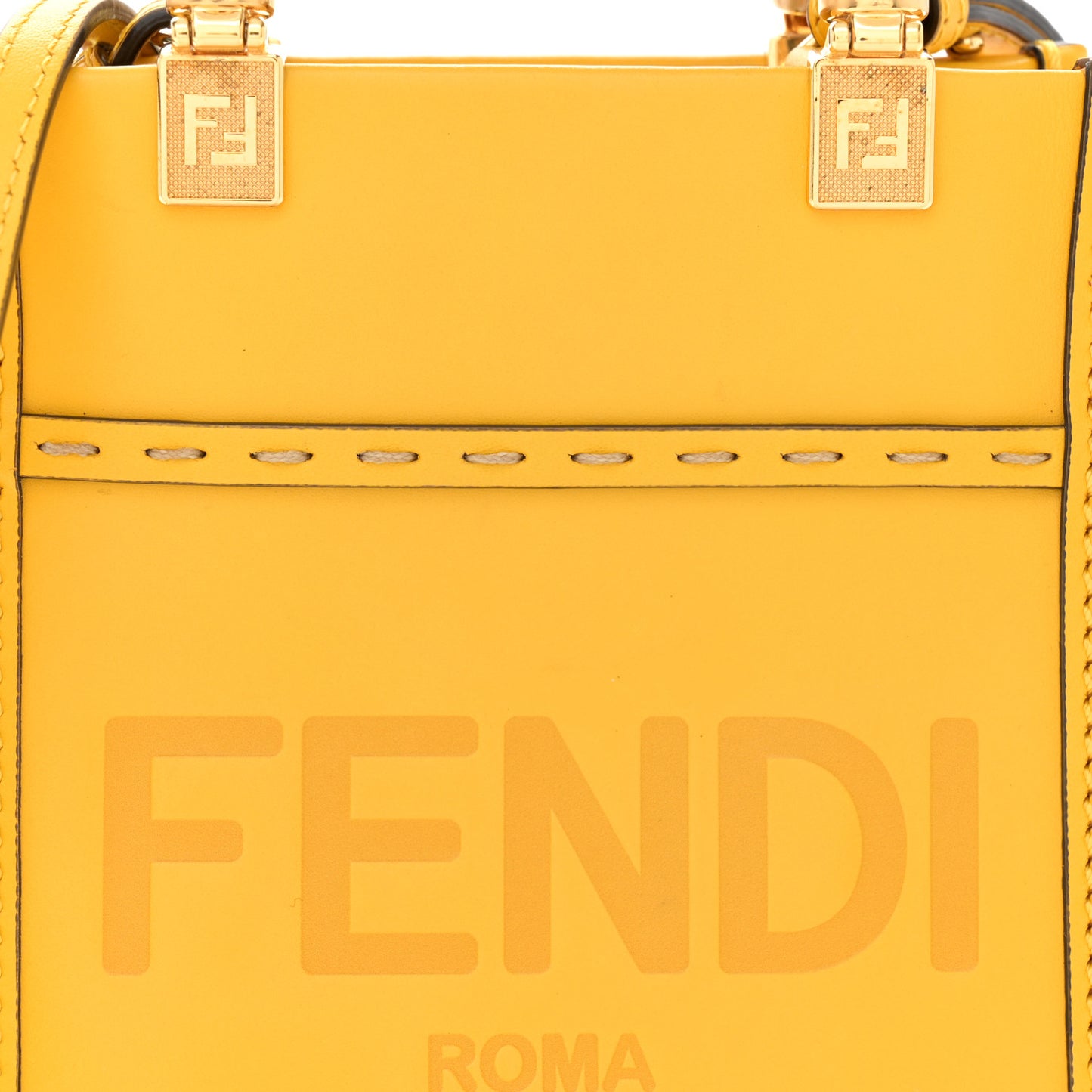 Vitello King Plexiglass Logo Embossed Mini Fendi Sunshine Shopper Tote Mimosa