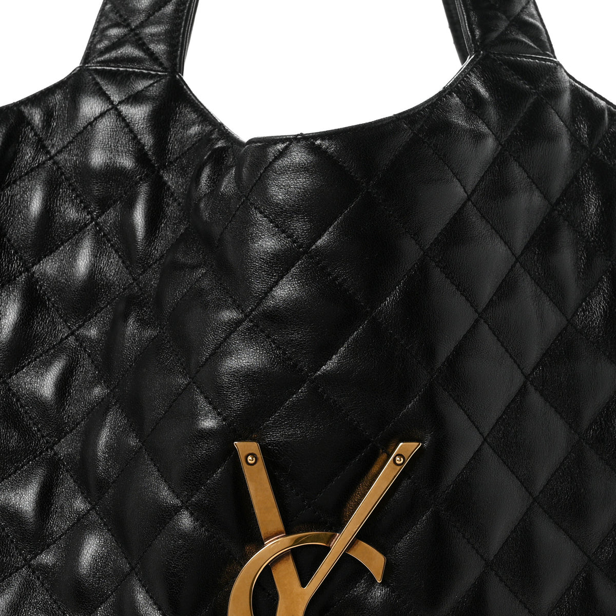 Lambskin Quilted Maxi Icare Shopping Tote Black