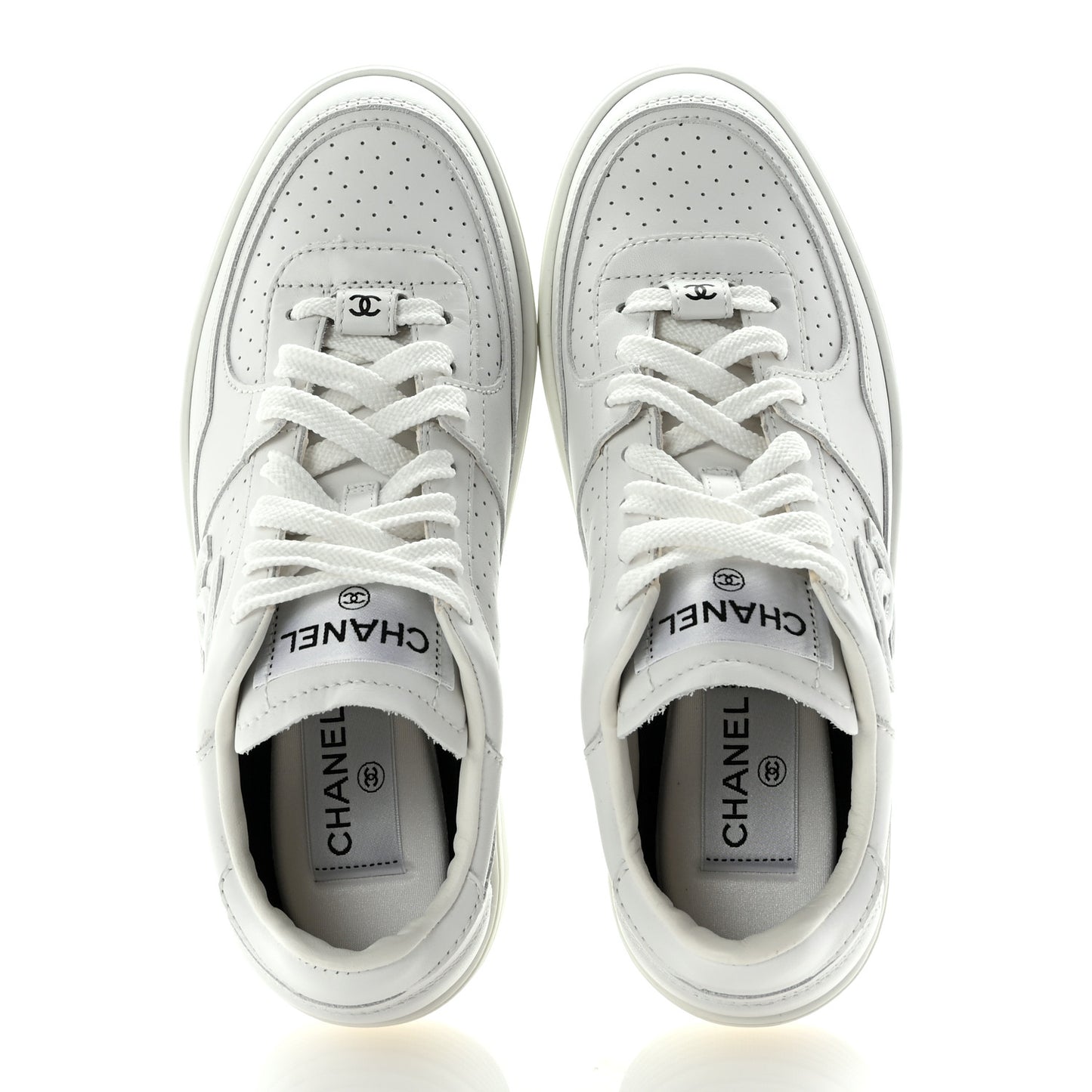 Calfskin CC Womens Sneakers 36.5 White