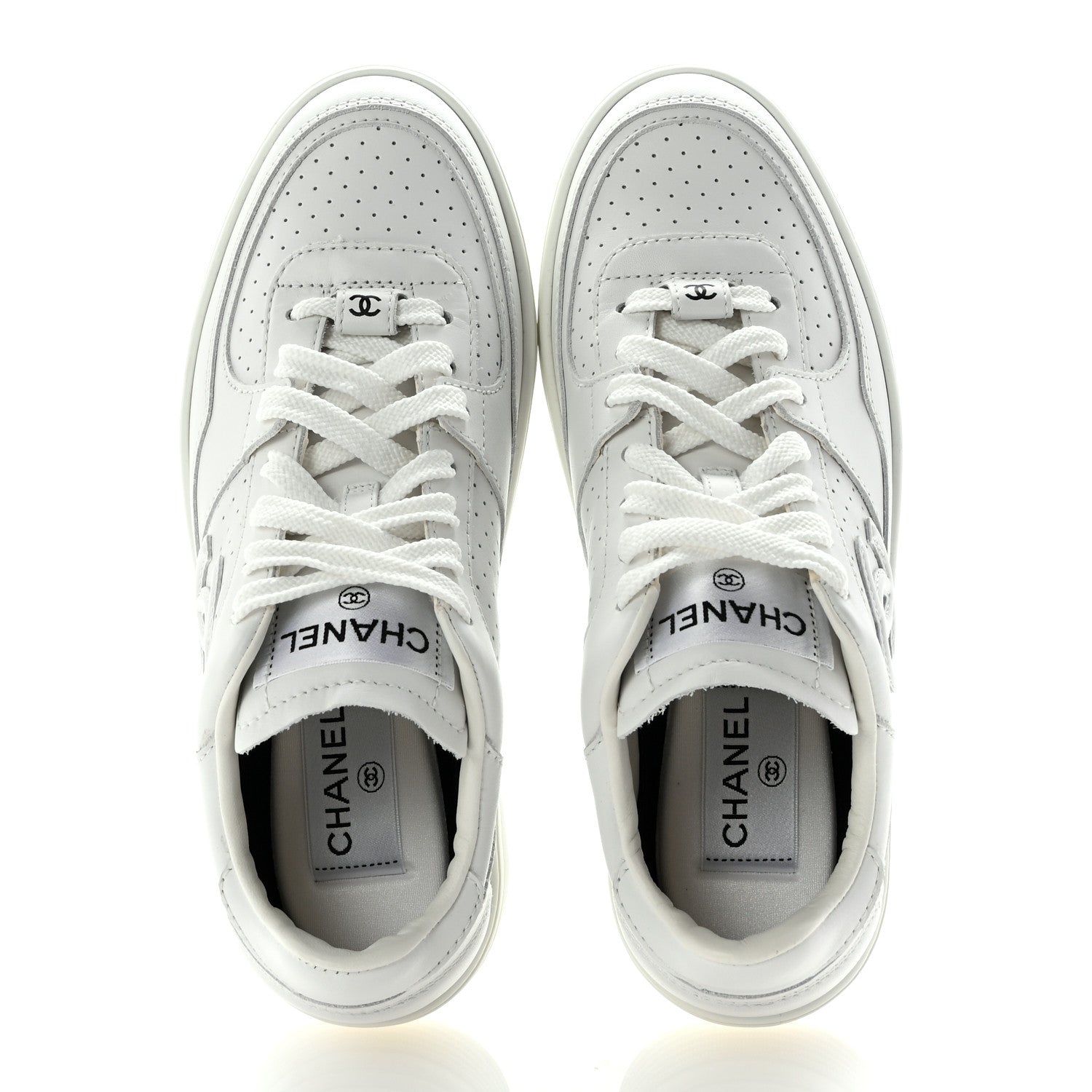 Chanel Calfskin CC Womens Sneakers 36.5 White 2 of 9