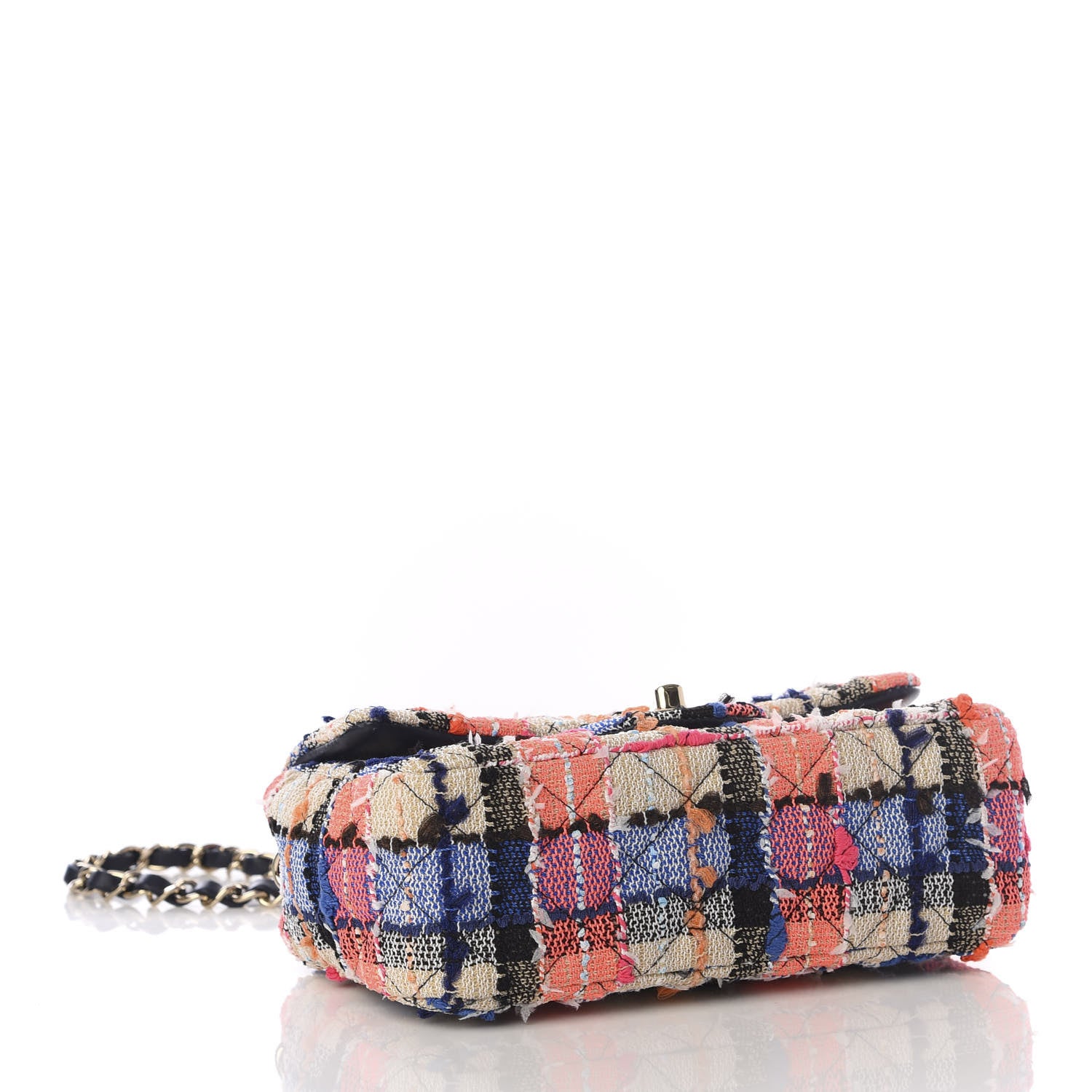 Chanel Tweed Quilted Mini Rectangular Flap Blue Orange Yellow 3 of 10