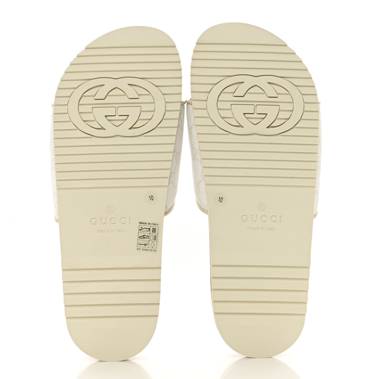 GG Supreme Monogram Demetra Mens Slide Sandals 10 White Mystic White