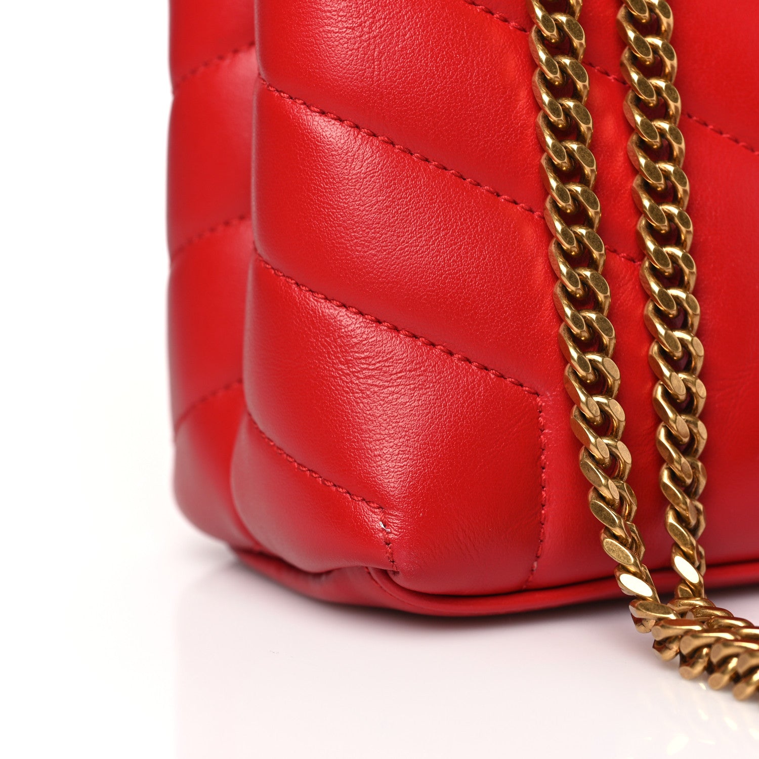 Saint Laurent SAINT LAURENT Calfskin Y Quilted Monogram Loulou Chain Satchel Red 9 of 9