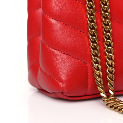 Saint Laurent SAINT LAURENT Calfskin Y Quilted Monogram Loulou Chain Satchel Red 9 of 9