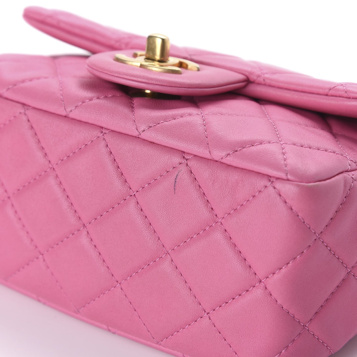 Lambskin Quilted Mini Pearl Crush Flap Pink