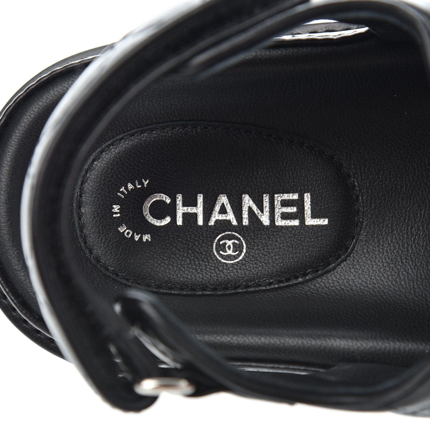 Chanel Lambskin Velcro Dad Sandals 35 Black 7 of 9