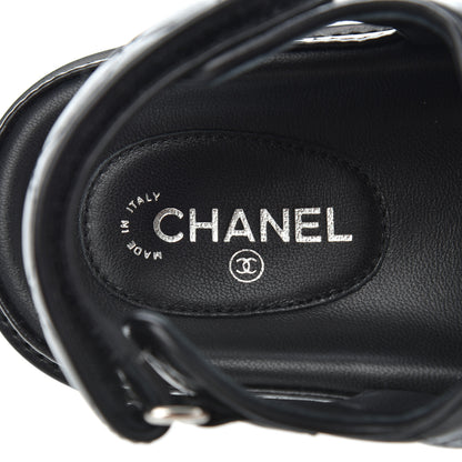 Chanel Lambskin Velcro Dad Sandals 35 Black 7 of 9