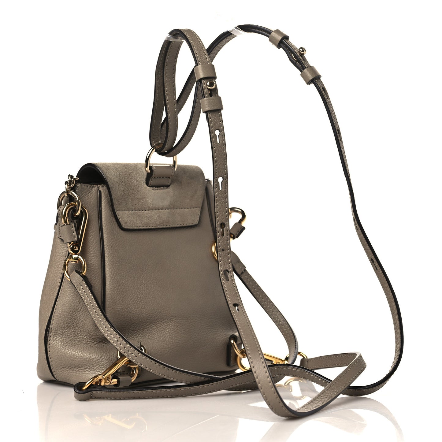 Suede Calfskin Mini Faye Backpack Motty Grey