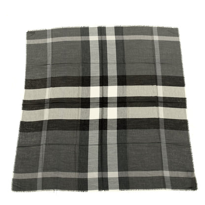 Burberry Silk Modal Wool Cashmere London Check Lightweight Square Scarf Mid Grey 1 of 3