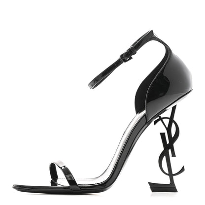 Saint Laurent Patent Calfskin Opyum 110 Sandals 38.5 Black 1 of 9