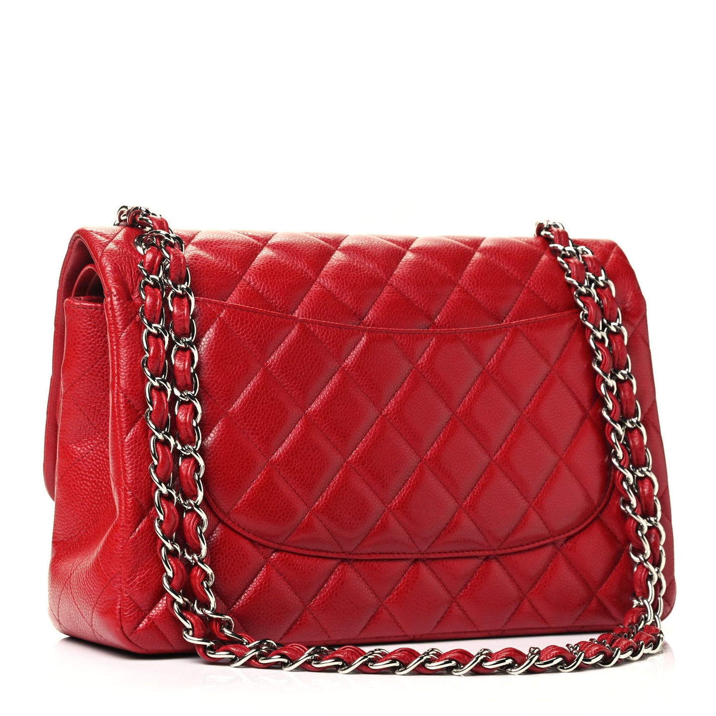 Caviar Quilted Jumbo Double Flap Red