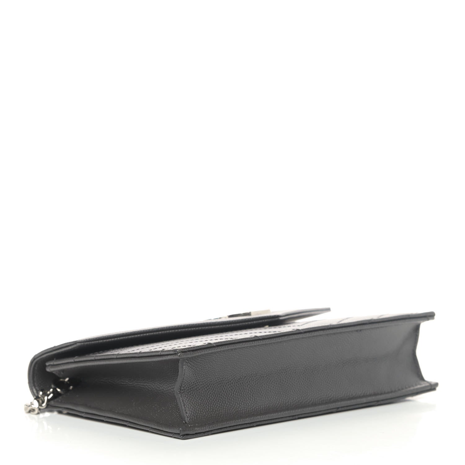 Saint Laurent Grain De Poudre Matelasse Chevron Monogram Envelope Chain Wallet Coal 3 of 4