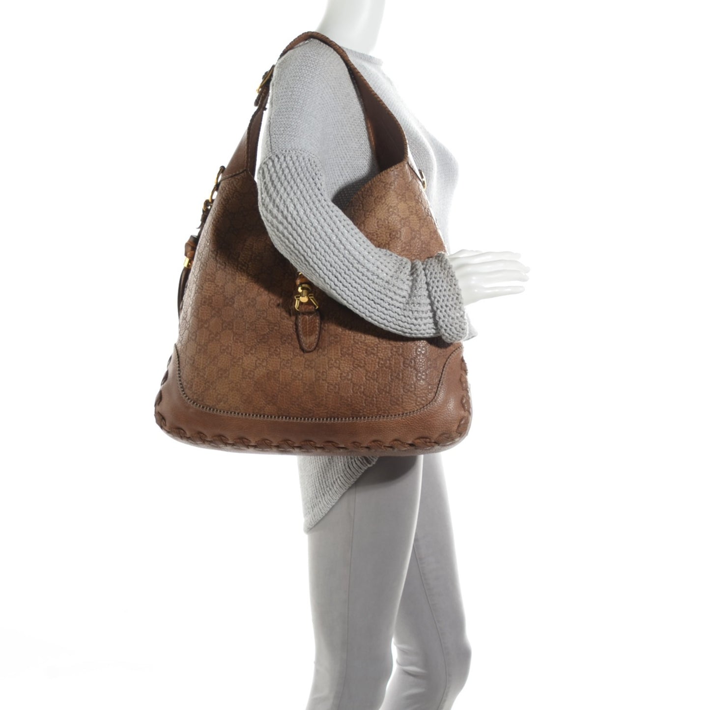 Guccissima Large New Jackie Shoulder Bag Natural Brown