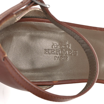 Hermes Calfskin Legend Wedge Sandals 39 Gold 8 of 10