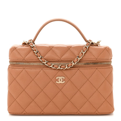 Chanel Caviar Quilted Top Handle Slim Vanity With Chain Brown 1 of 11