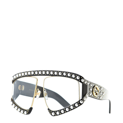 Gucci Acetate Pearl Rectangular Frame Sunglasses GG0234S Black 1 of 8