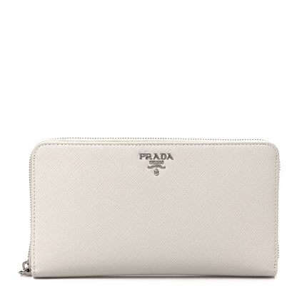 Prada Saffiano Metal Zip Around Wallet Talco 1 of 7