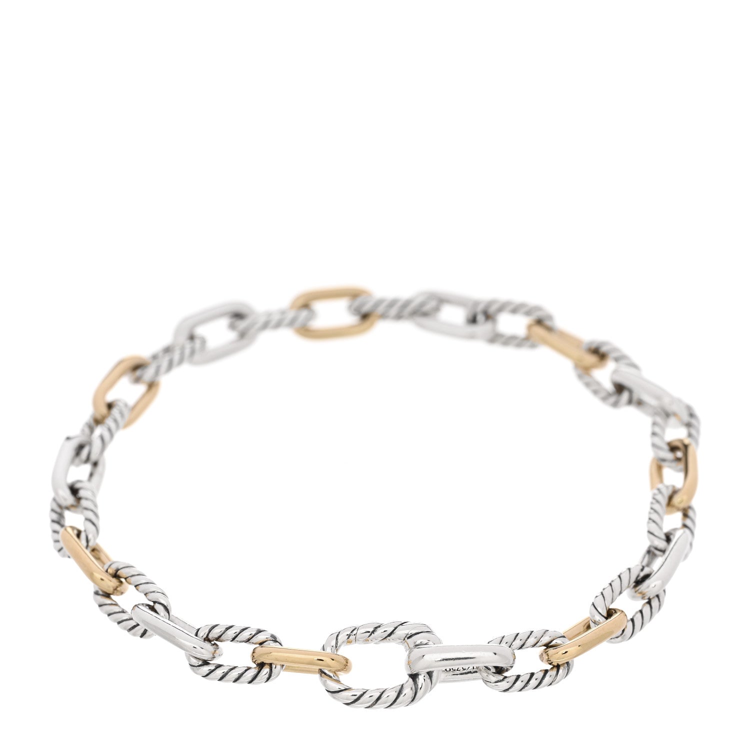 David Yurman Sterling Silver 18K Yellow Gold 5.5mm DY Madison Link Chain Bracelet 2 of 3