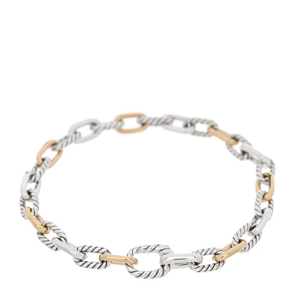 David Yurman Sterling Silver 18K Yellow Gold 5.5mm DY Madison Link Chain Bracelet 2 of 3