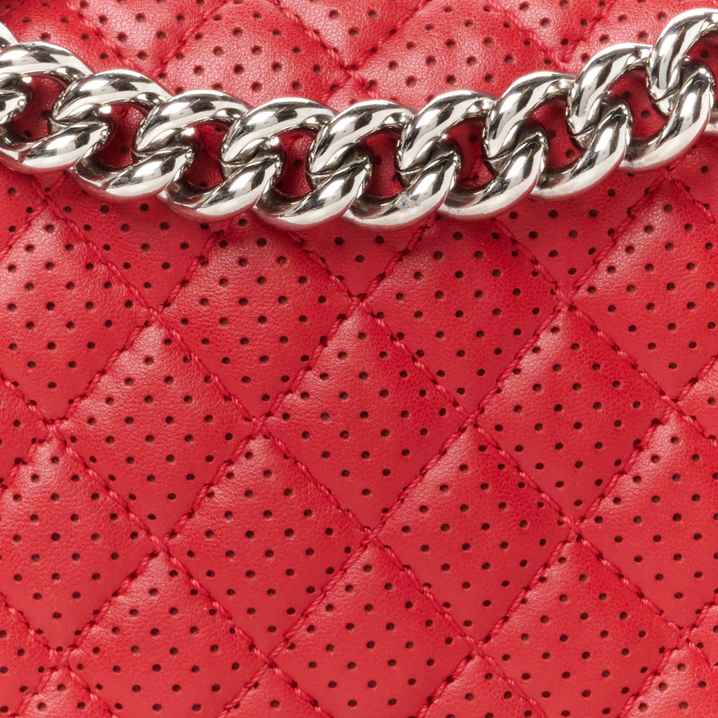 Perforated Lambskin Quilted Medium Boy Flap Pink