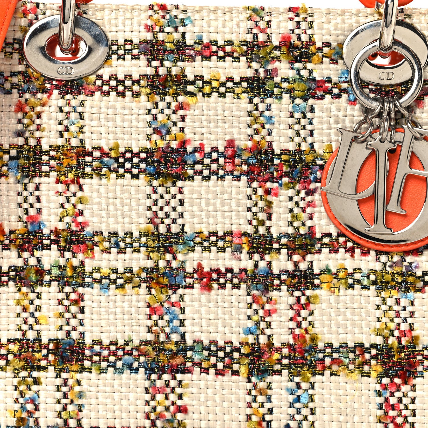 Christian Dior Tweed Medium Lady Dior  Orange Multicolor 8 of 11