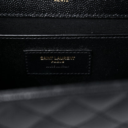 Saint Laurent Grain De Poudre Textured Mixed Matelasse Triquilt Medium Monogram Satchel Black 7 of 10