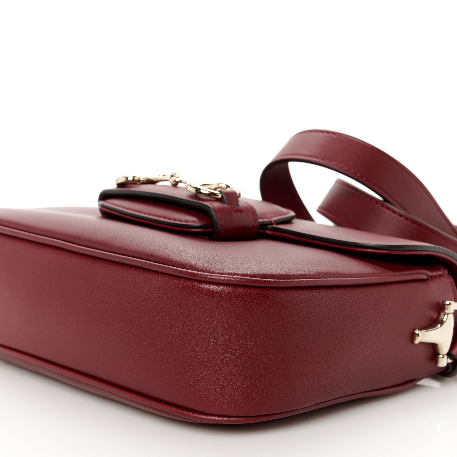 Gucci Soft Calfskin Horsebit 1955 Small Shoulder Bag Rosso Ancora 11 of 12