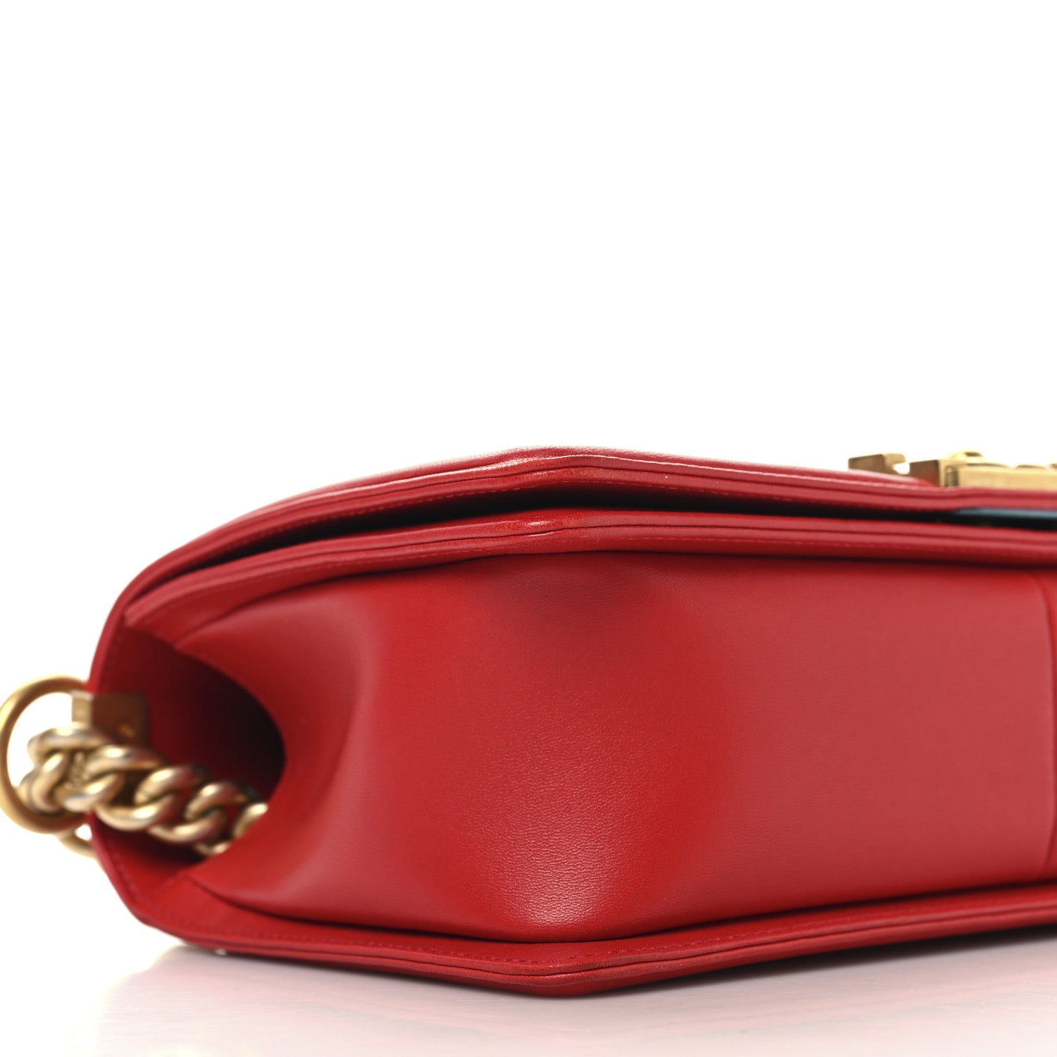 Chanel Lambskin Chevron Chain Stitched Medium Boy Flap Red 9 of 10