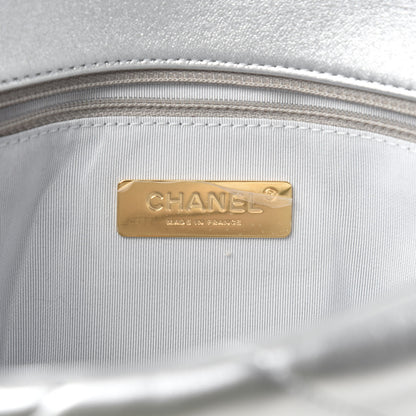 Chanel Metallic Lambskin Quilted Medium Chanel 19 Flap Silver 8 of 10