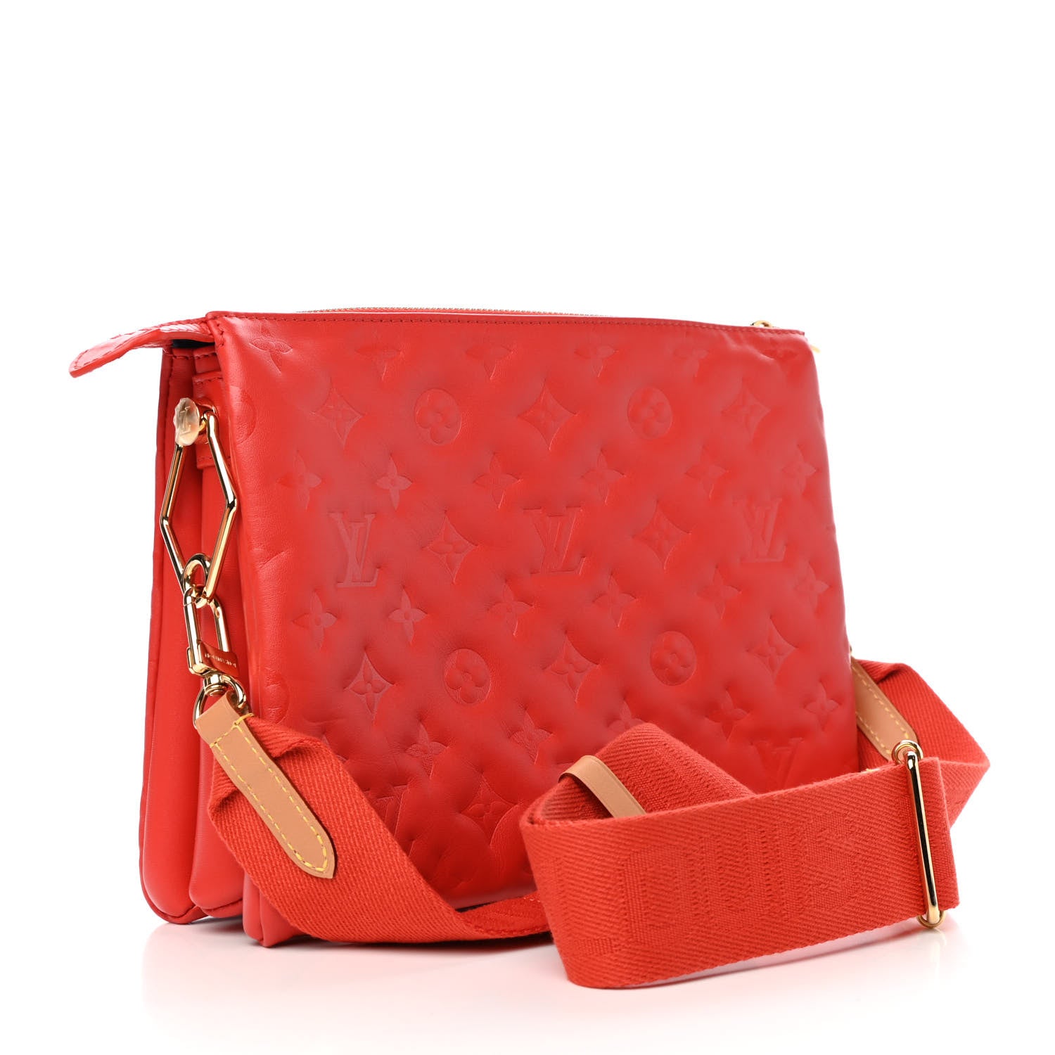 Louis Vuitton Lambskin Embossed Monogram Coussin PM Red 2 of 7